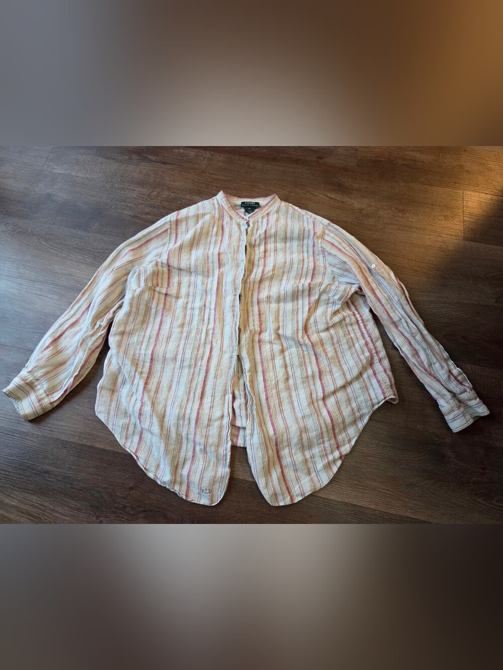Vintage Ralph Lauren Linen Striped Button Down  Shirt, Women’s Size 2X